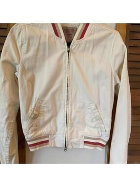 Abercrombie & Fitch vintage cream/red lightweight bomber jacket